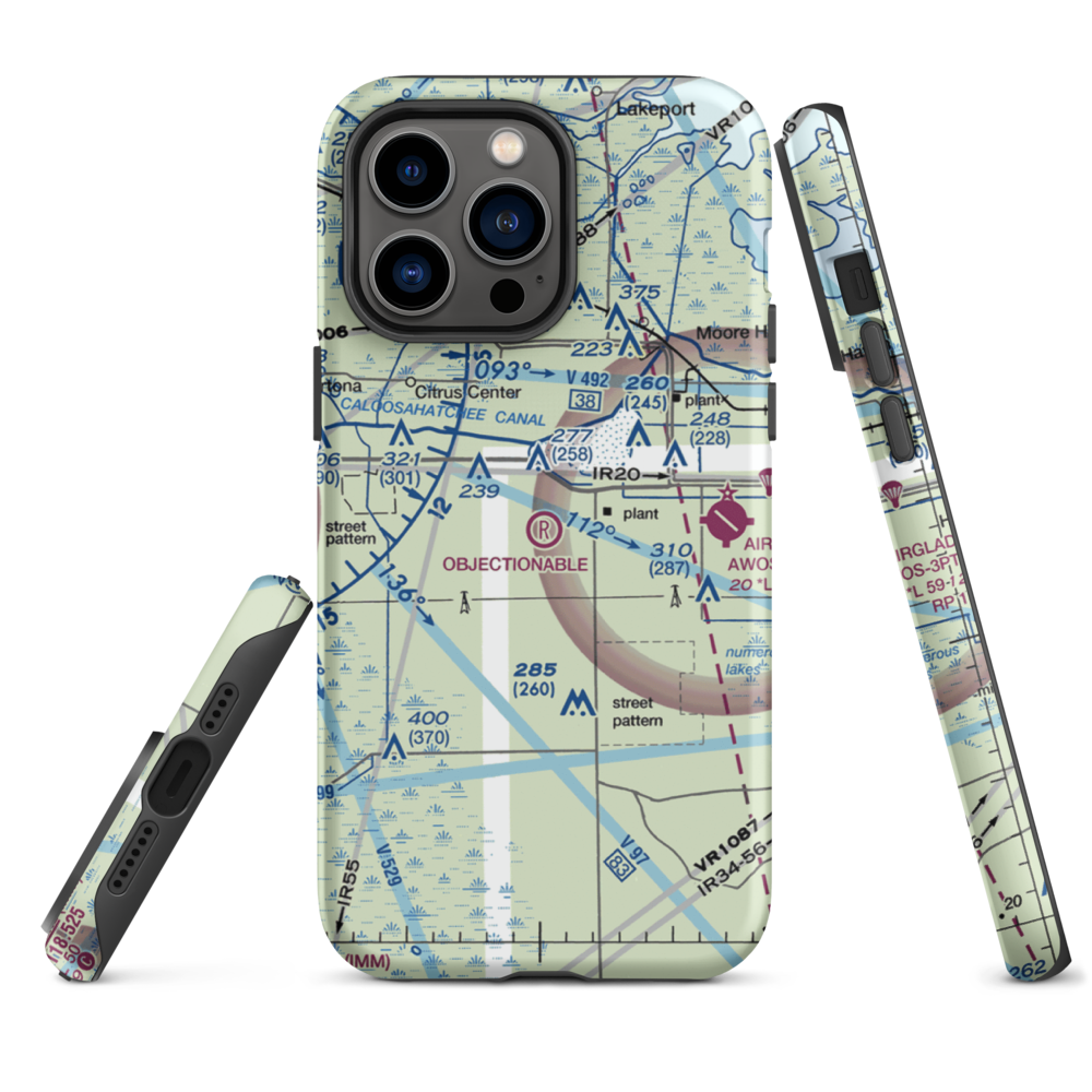 Harper's Fly-In Ranch Airport (0FL0) VFR Sectional  Tough iPhone Case iPhone 14 Pro Max model shown