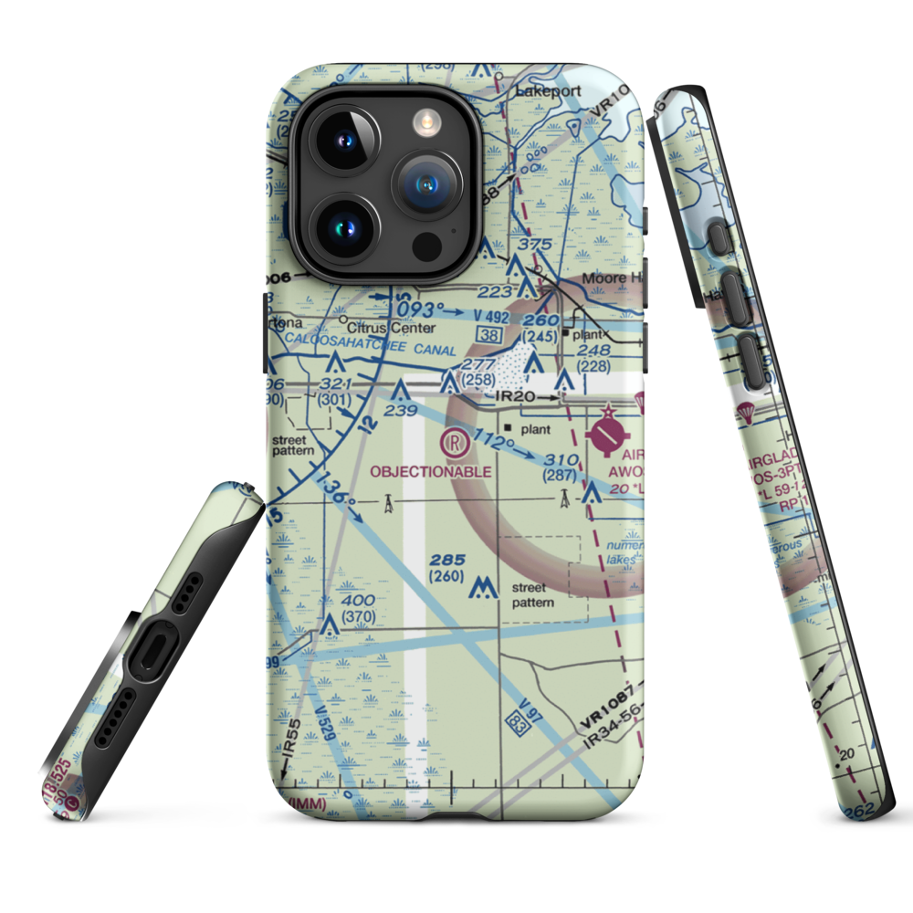 Harper's Fly-In Ranch Airport (0FL0) VFR Sectional  Tough iPhone Case iPhone 15 Pro Max model shown