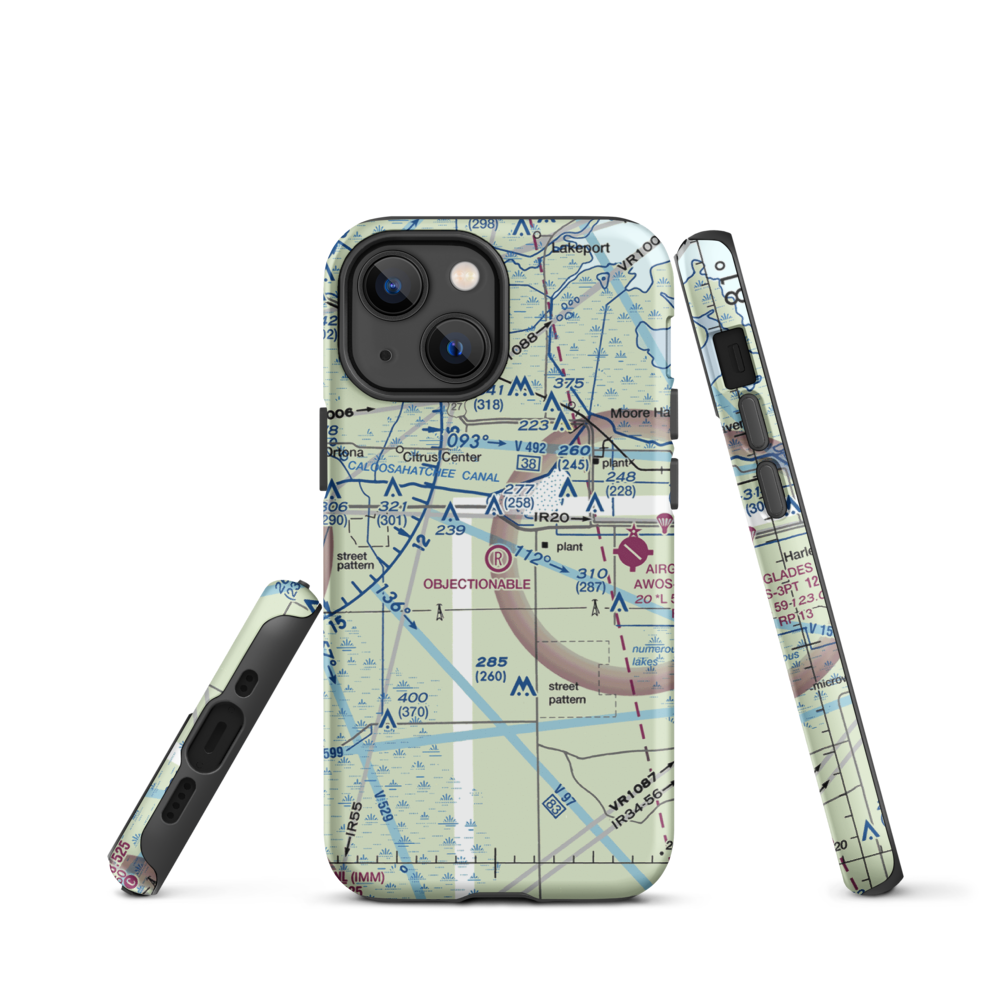 Harper's Fly-In Ranch Airport (0FL0) VFR Sectional  Tough iPhone Case iPhone 13 mini model shown