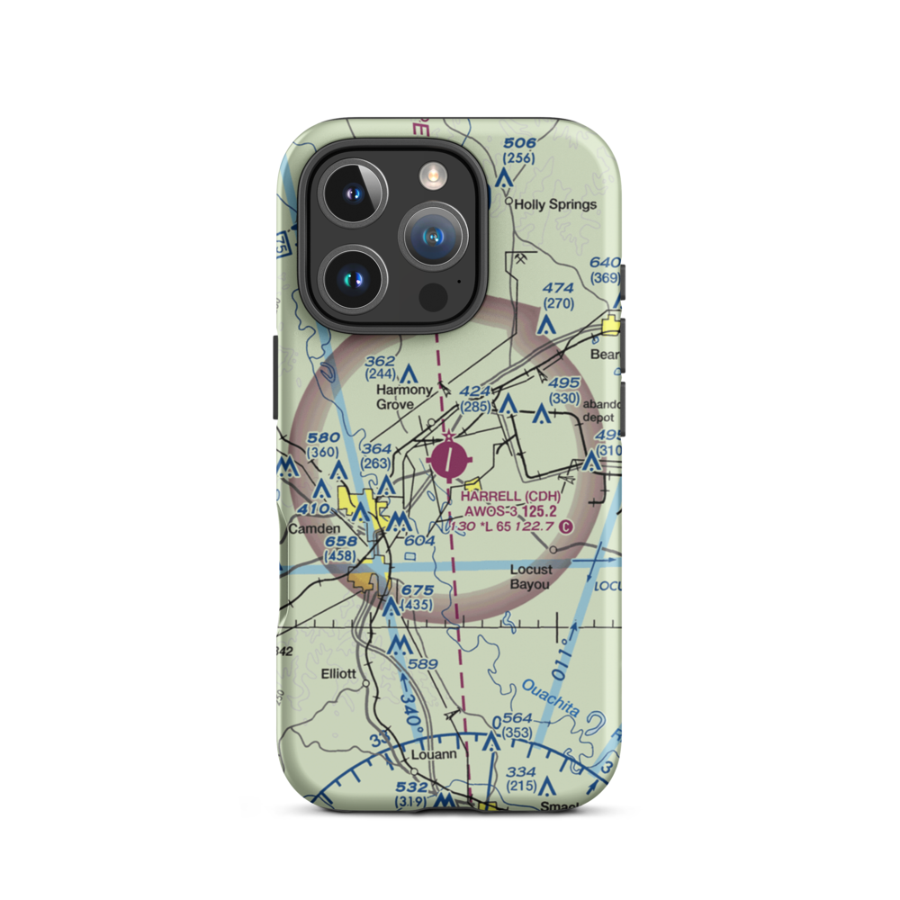 Harrell Field (CDH) VFR Sectional  Tough iPhone Case iPhone 16 Pro model shown