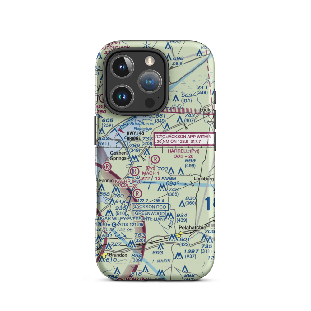 Harrell Field (MS08) VFR Sectional  Tough iPhone Case iPhone 16 Pro model shown