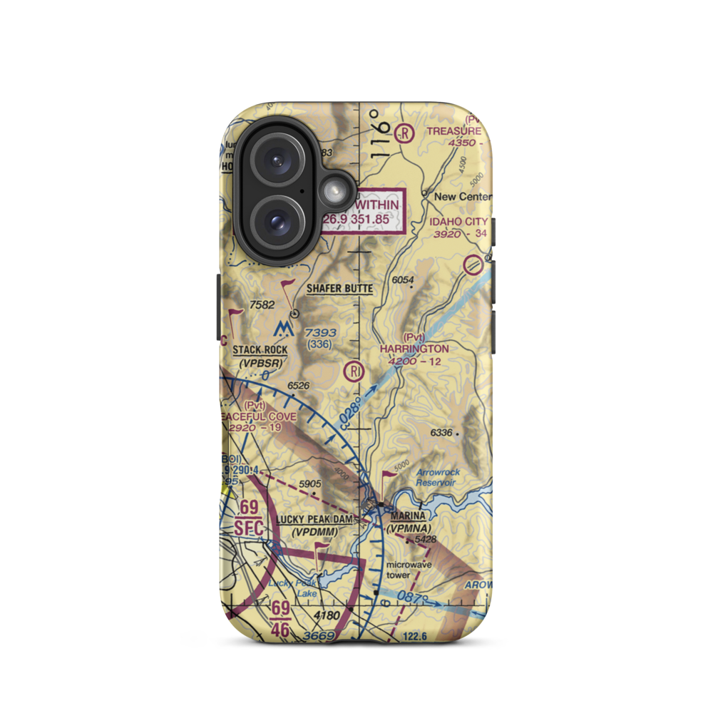 Harrington Airport (20ID) VFR Sectional  Tough iPhone Case iPhone 16 model shown
