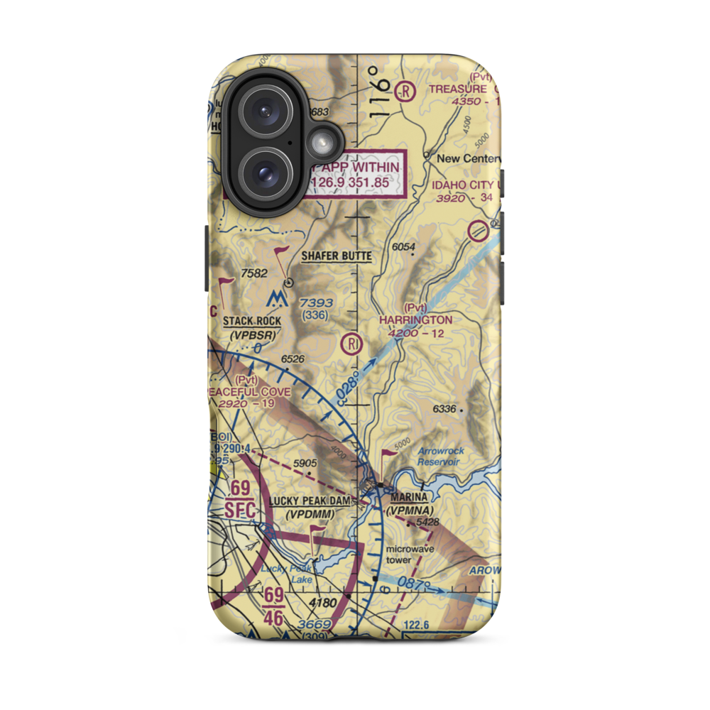 Harrington Airport (20ID) VFR Sectional  Tough iPhone Case iPhone 16 Plus model shown