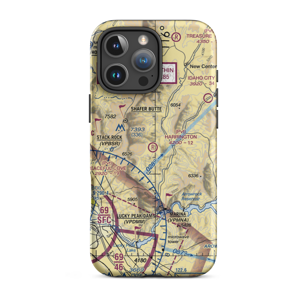 Harrington Airport (20ID) VFR Sectional  Tough iPhone Case iPhone 16 Pro Max model shown