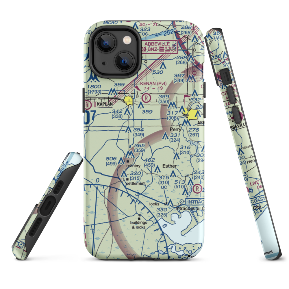 Harrington Flying Service Airport (3LA0) VFR Sectional  Tough iPhone Case iPhone 14 Plus model shown