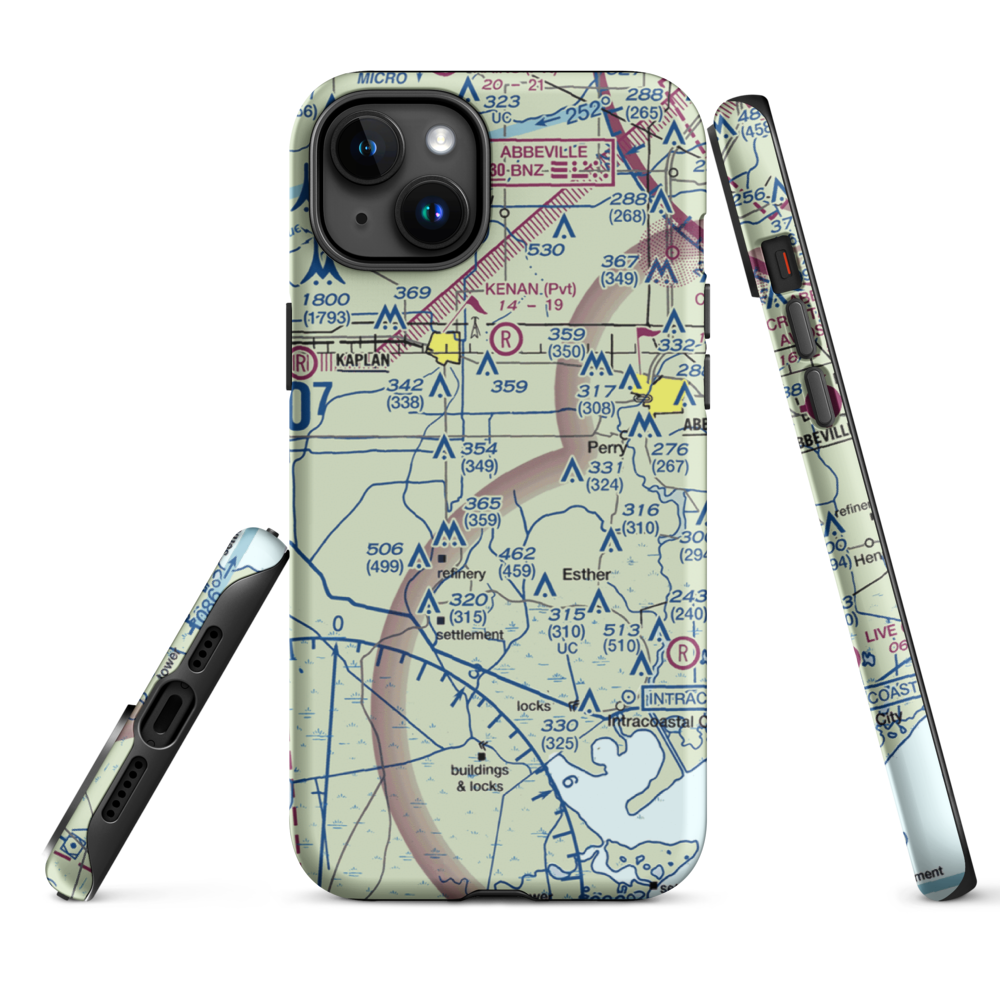 Harrington Flying Service Airport (3LA0) VFR Sectional  Tough iPhone Case iPhone 15 Plus model shown
