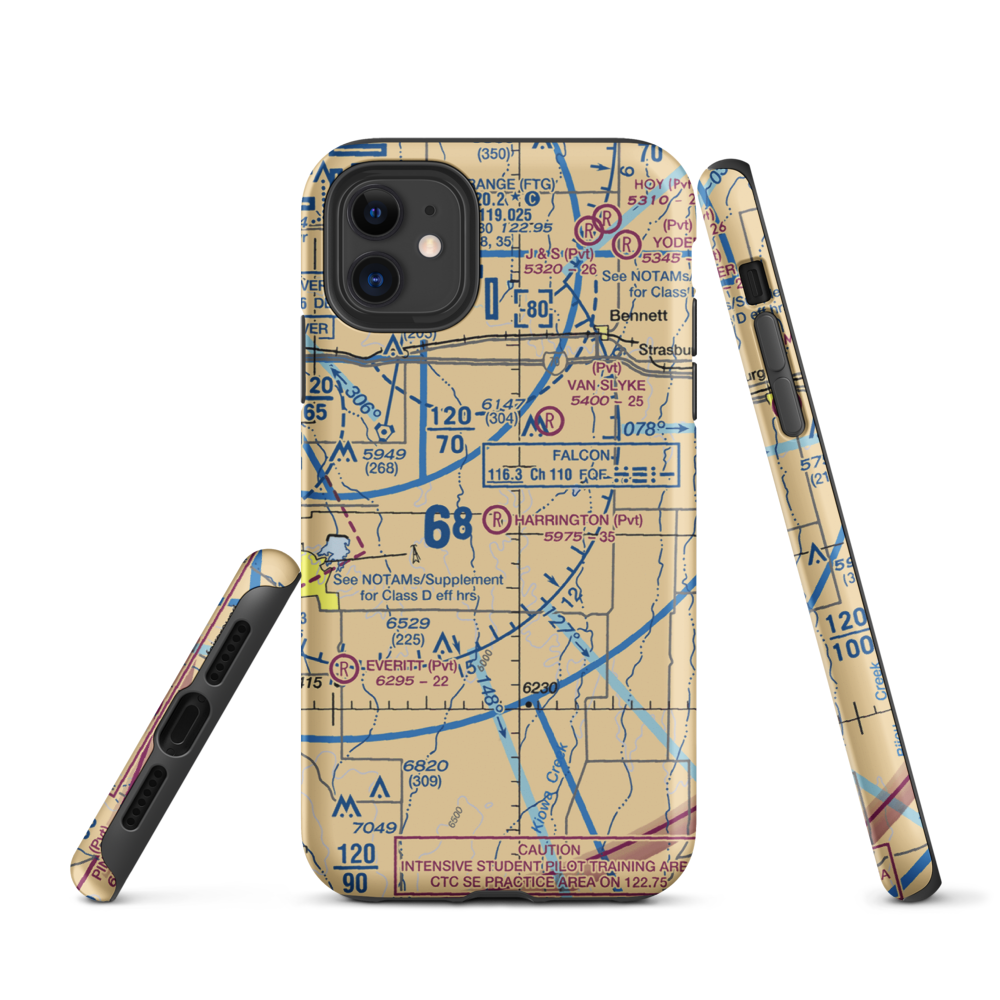 Harrington Ranch Airport (CO02) VFR Sectional  Tough iPhone Case iPhone 11 model shown