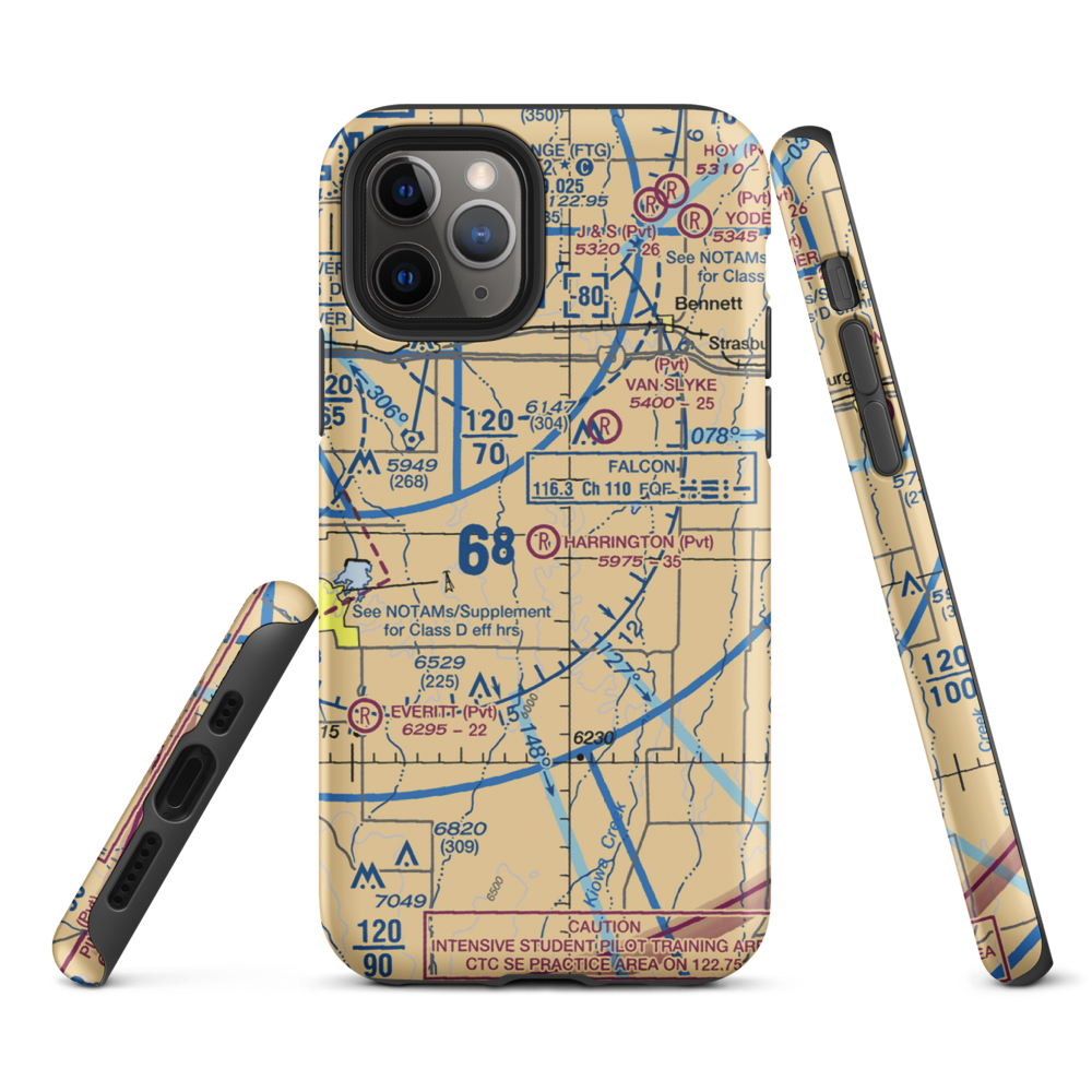 Harrington Ranch Airport (CO02) VFR Sectional  Tough iPhone Case iPhone 11 Pro model shown