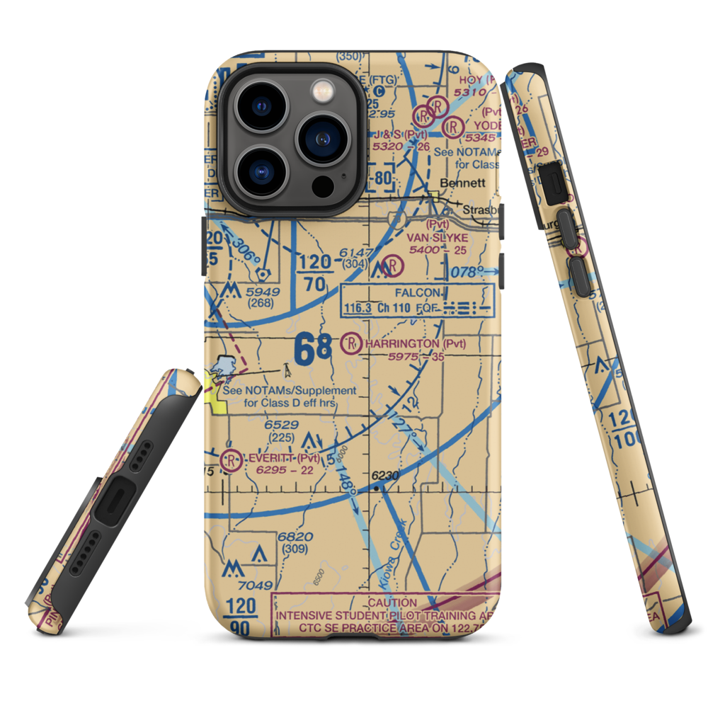 Harrington Ranch Airport (CO02) VFR Sectional  Tough iPhone Case iPhone 13 Pro Max model shown