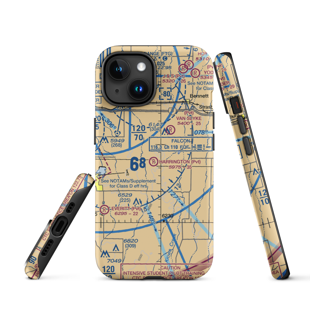 Harrington Ranch Airport (CO02) VFR Sectional  Tough iPhone Case iPhone 15 model shown