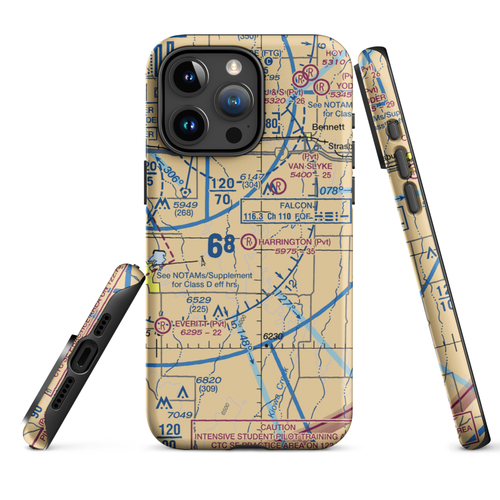 Harrington Ranch Airport (CO02) VFR Sectional  Tough iPhone Case iPhone 15 Pro Max model shown