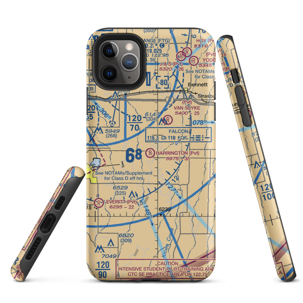 Harrington Ranch Airport (CO02) VFR Sectional  Tough iPhone Case iPhone 11 Pro Max model shown