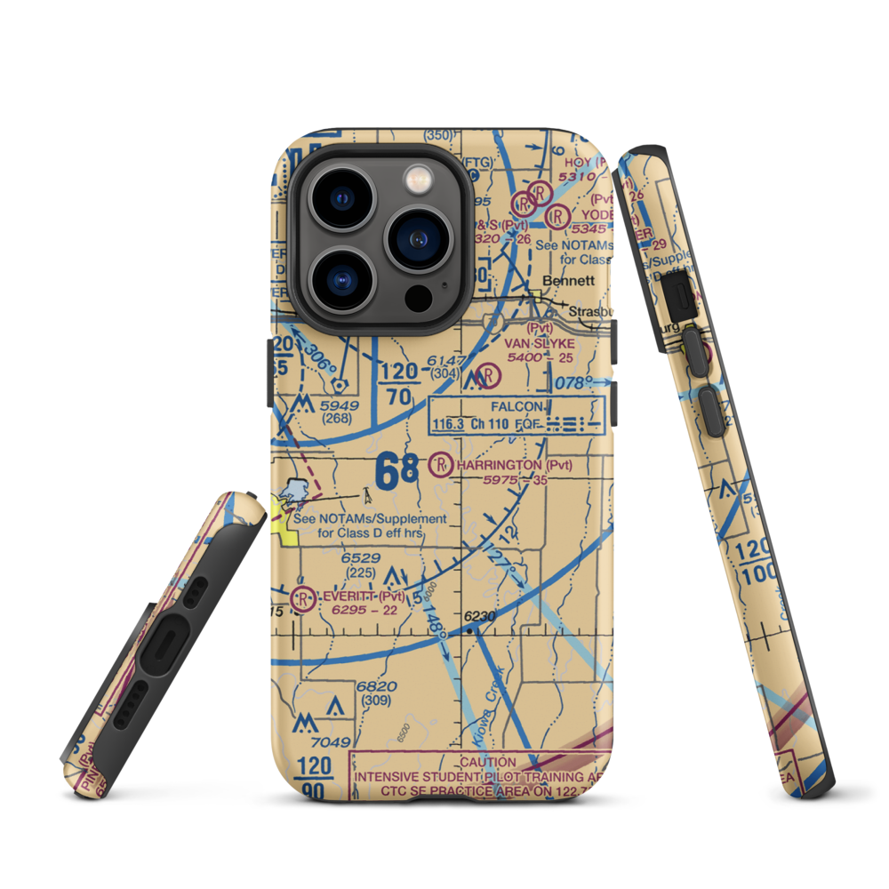 Harrington Ranch Airport (CO02) VFR Sectional  Tough iPhone Case iPhone 13 Pro model shown