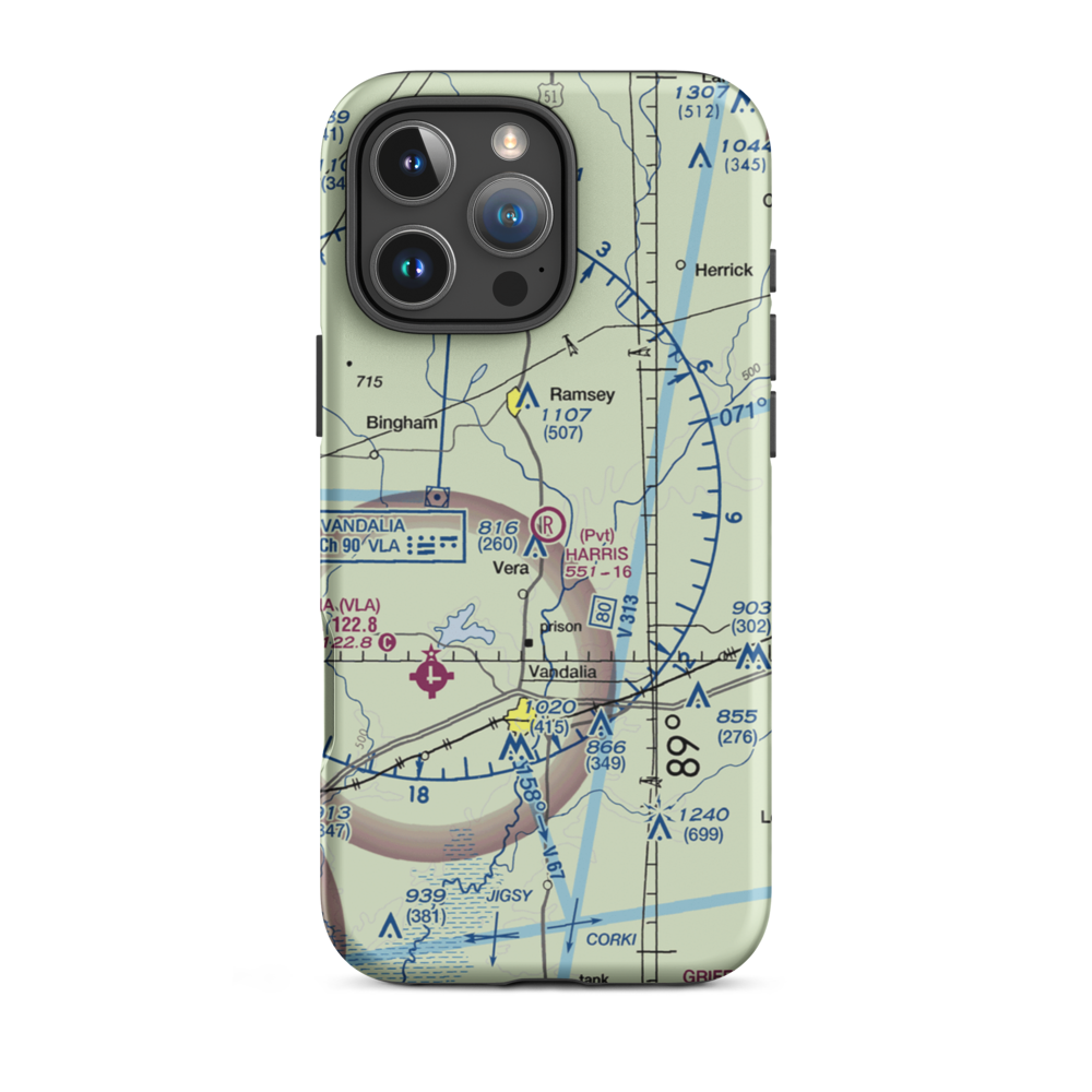 Harris Airport (IS24) VFR Sectional  Tough iPhone Case iPhone 16 Pro Max model shown