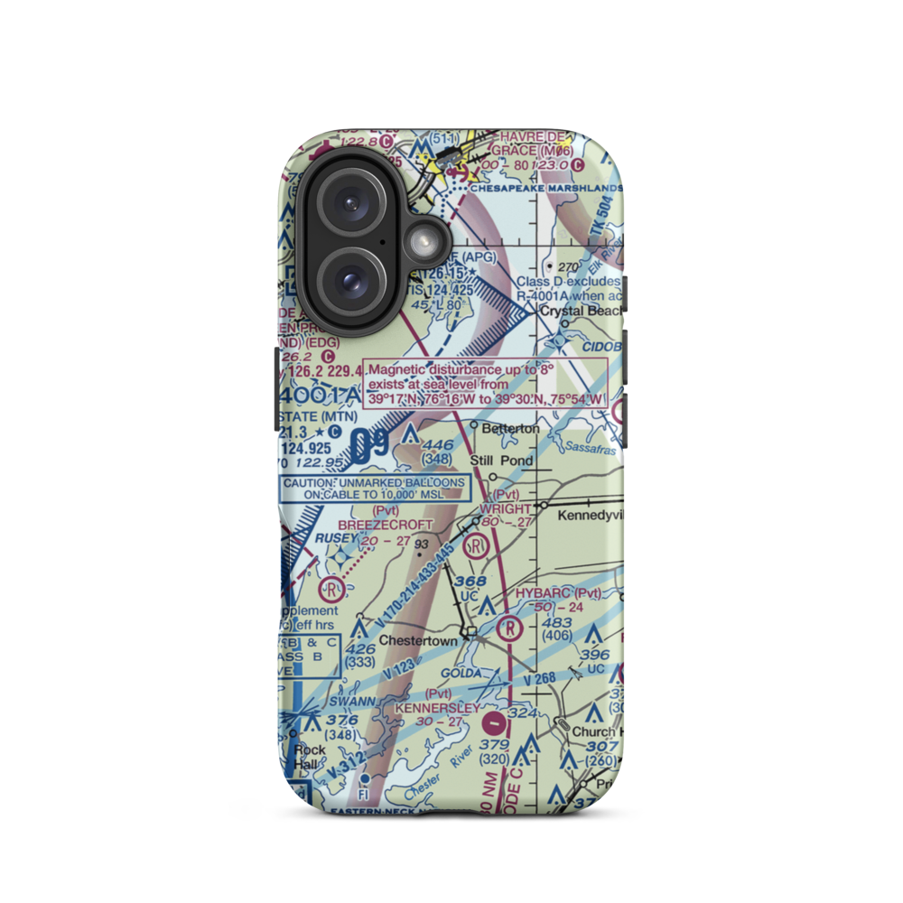 Harris Airport (MD69) VFR Sectional  Tough iPhone Case iPhone 16 model shown