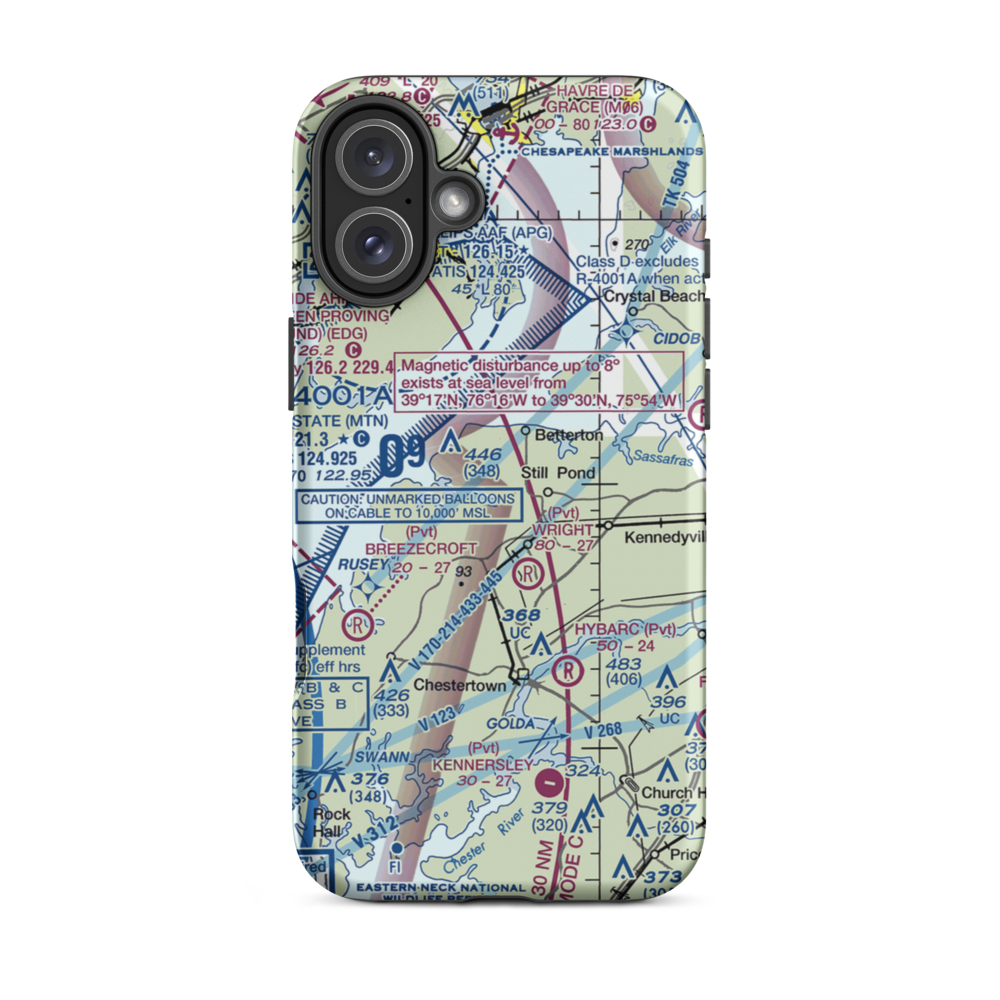 Harris Airport (MD69) VFR Sectional  Tough iPhone Case iPhone 16 Plus model shown