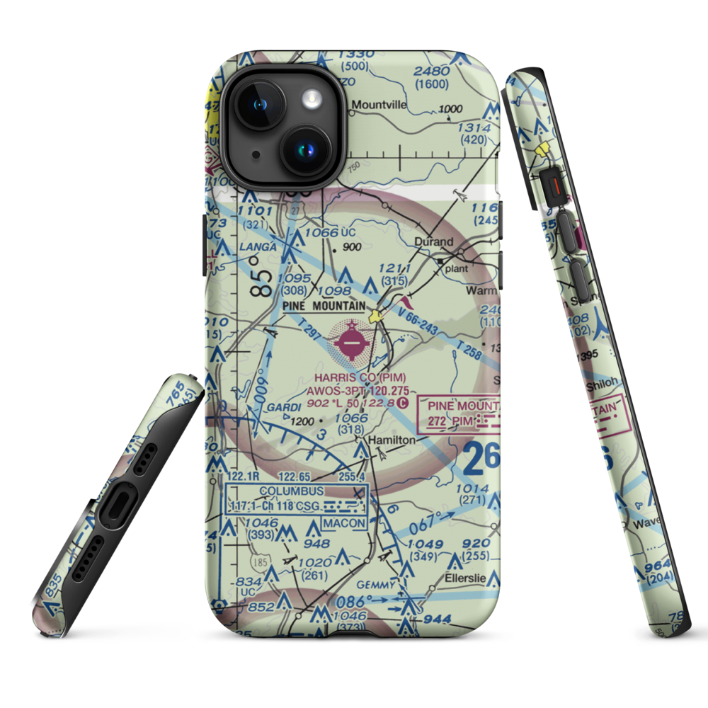 Harris County Airport (PIM) VFR Sectional  Tough iPhone Case iPhone 15 Plus model shown