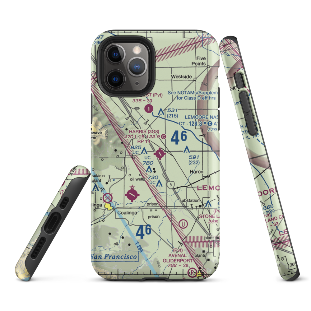 Harris Ranch Airport (3O8) VFR Sectional  Tough iPhone Case iPhone 11 Pro model shown