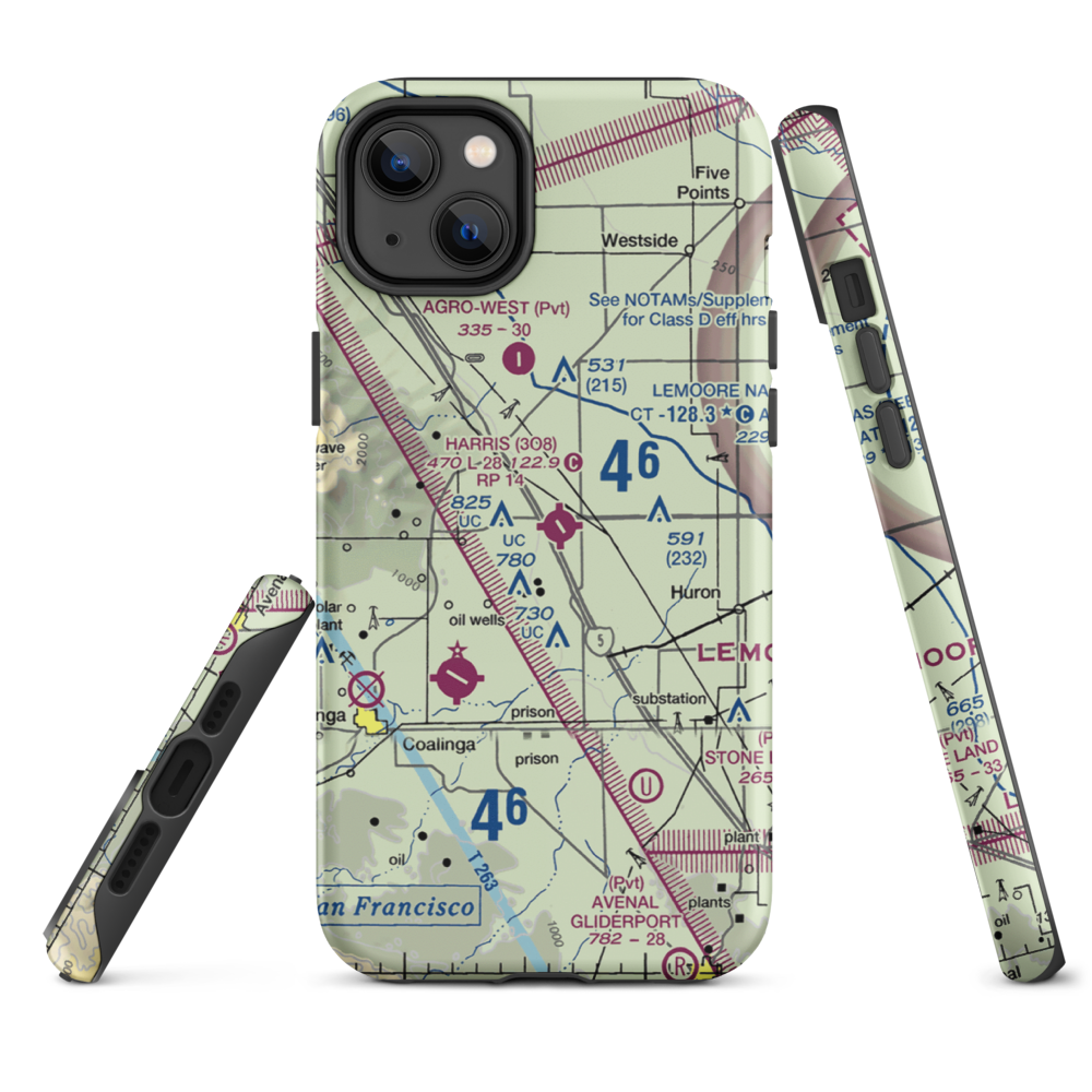 Harris Ranch Airport (3O8) VFR Sectional  Tough iPhone Case iPhone 14 Plus model shown