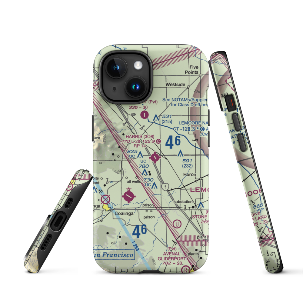 Harris Ranch Airport (3O8) VFR Sectional  Tough iPhone Case iPhone 15 model shown