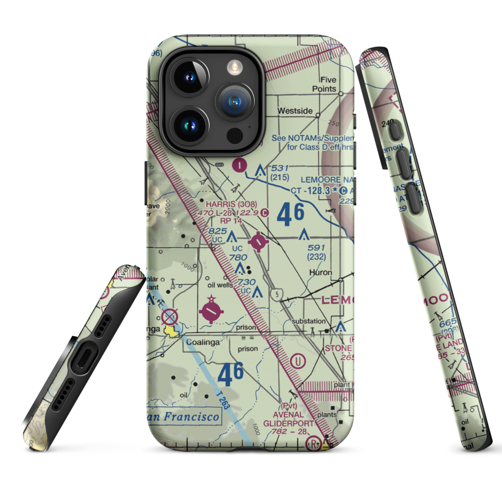Harris Ranch Airport (3O8) VFR Sectional  Tough iPhone Case iPhone 15 Pro Max model shown