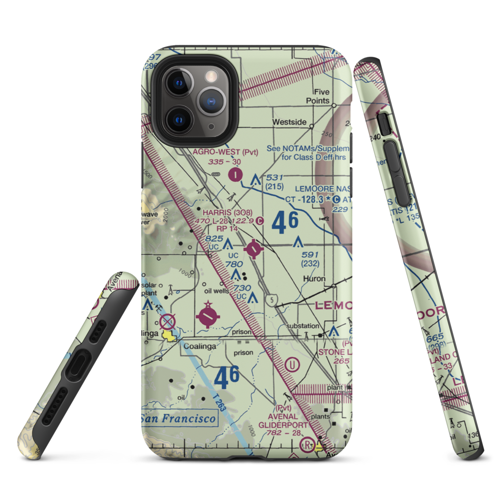 Harris Ranch Airport (3O8) VFR Sectional  Tough iPhone Case iPhone 11 Pro Max model shown