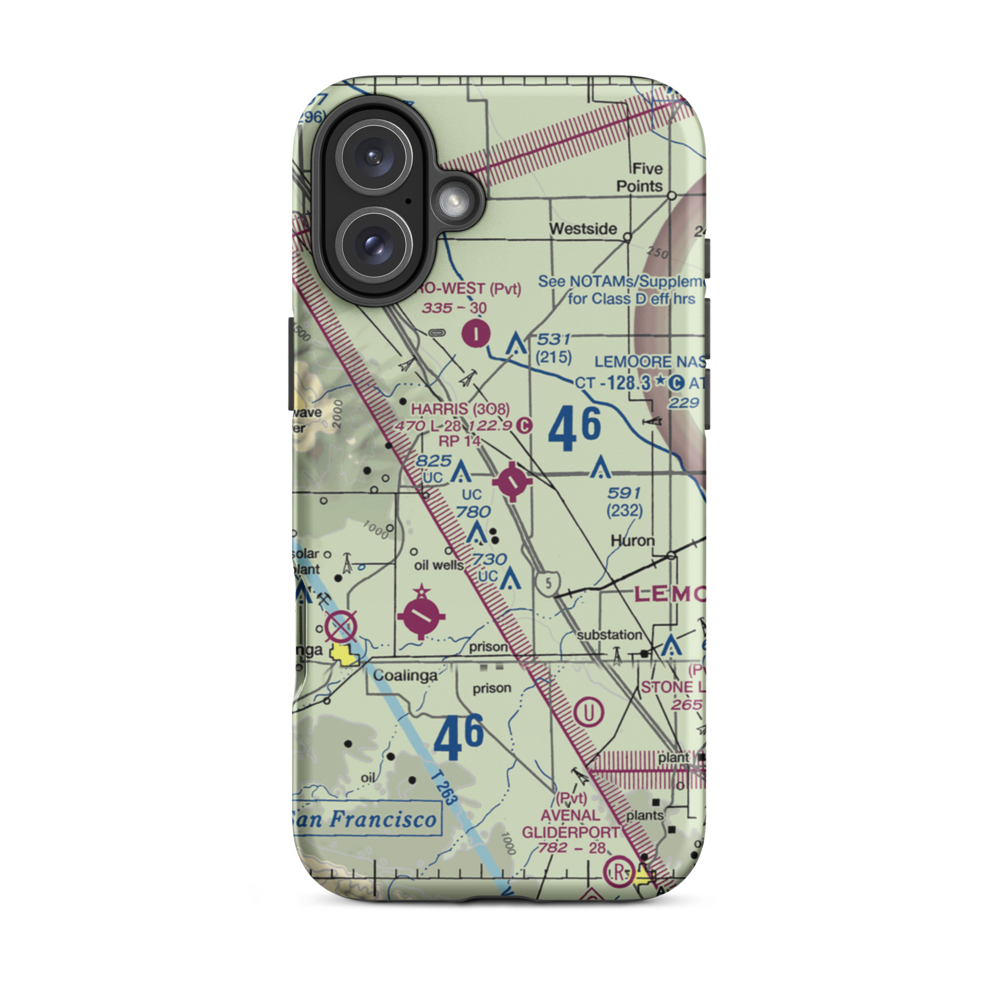 Harris Ranch Airport (3O8) VFR Sectional  Tough iPhone Case iPhone 16 Plus model shown