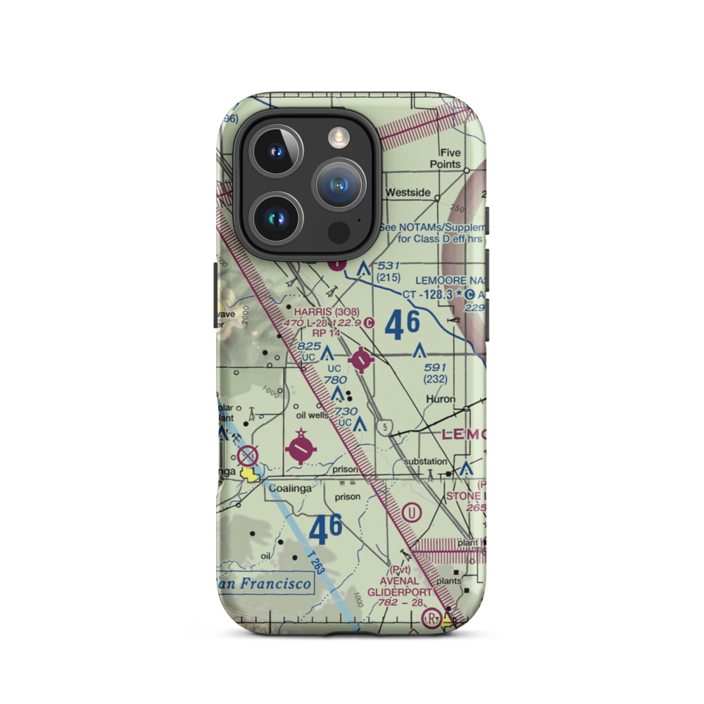 Harris Ranch Airport (3O8) VFR Sectional  Tough iPhone Case iPhone 16 Pro model shown