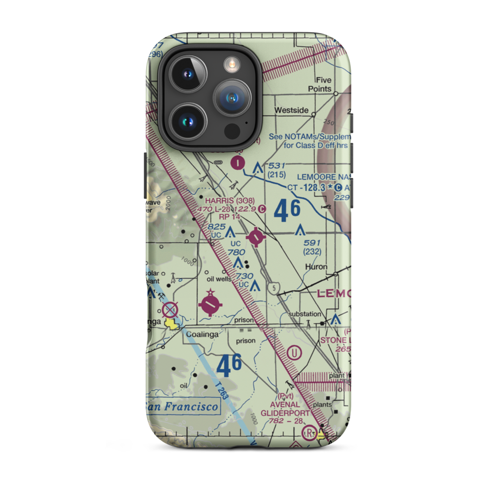 Harris Ranch Airport (3O8) VFR Sectional  Tough iPhone Case iPhone 16 Pro Max model shown