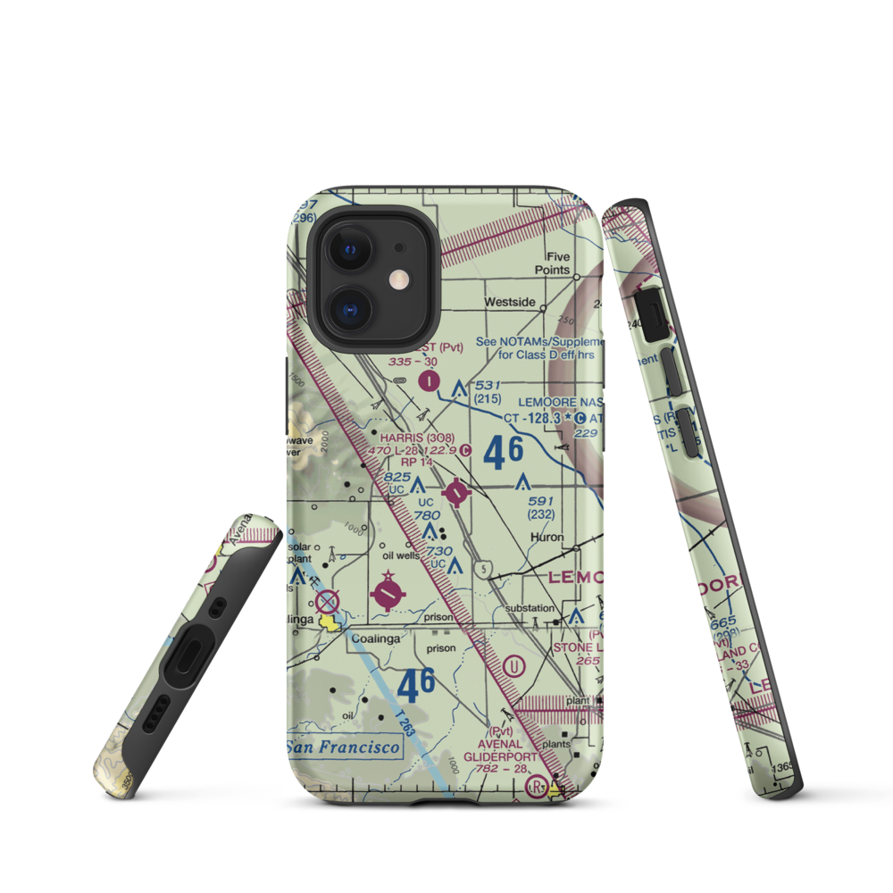 Harris Ranch Airport (3O8) VFR Sectional  Tough iPhone Case iPhone 12 mini model shown