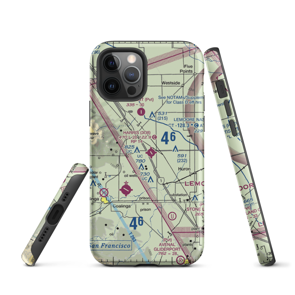 Harris Ranch Airport (3O8) VFR Sectional  Tough iPhone Case iPhone 12 Pro model shown