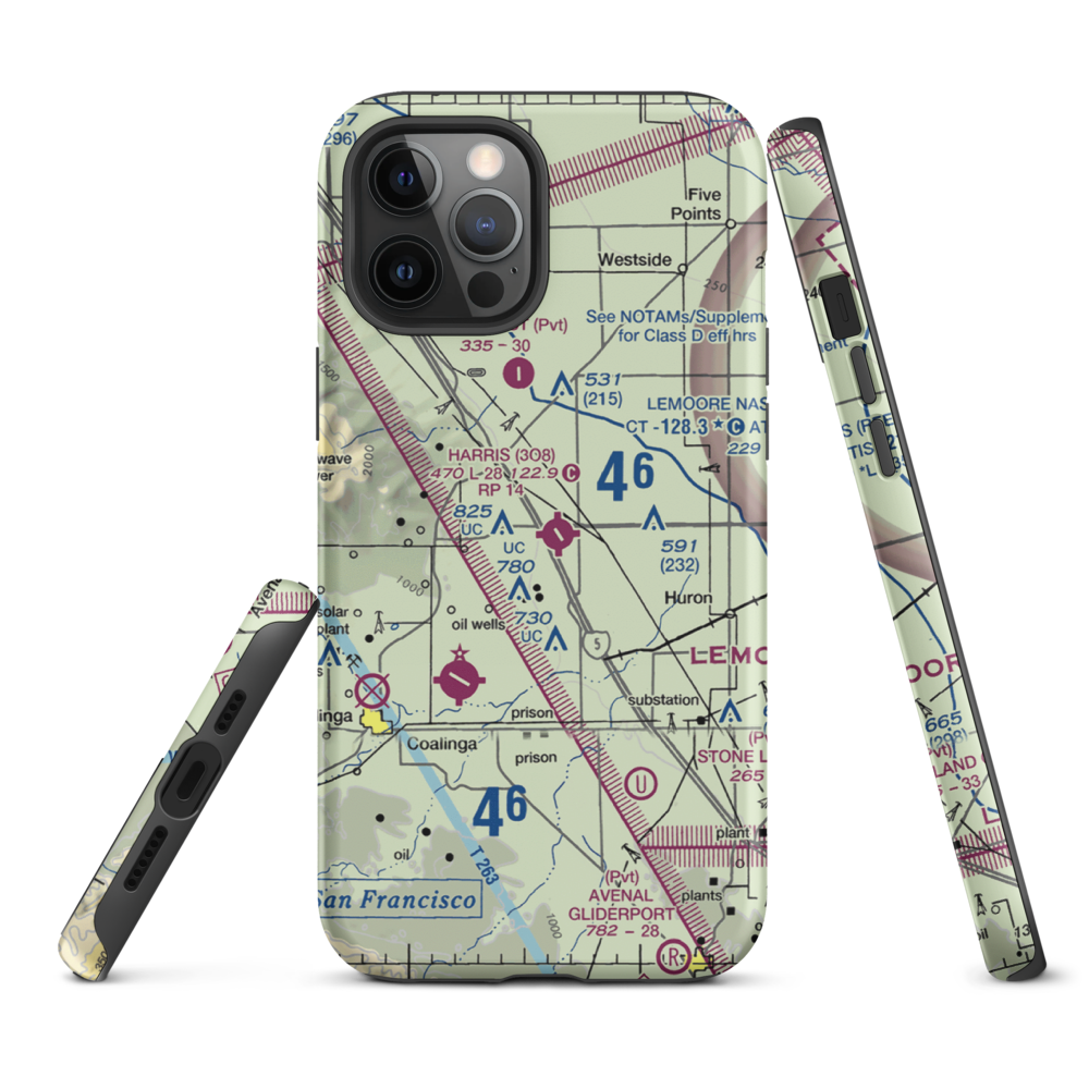 Harris Ranch Airport (3O8) VFR Sectional  Tough iPhone Case iPhone 12 Pro Max model shown