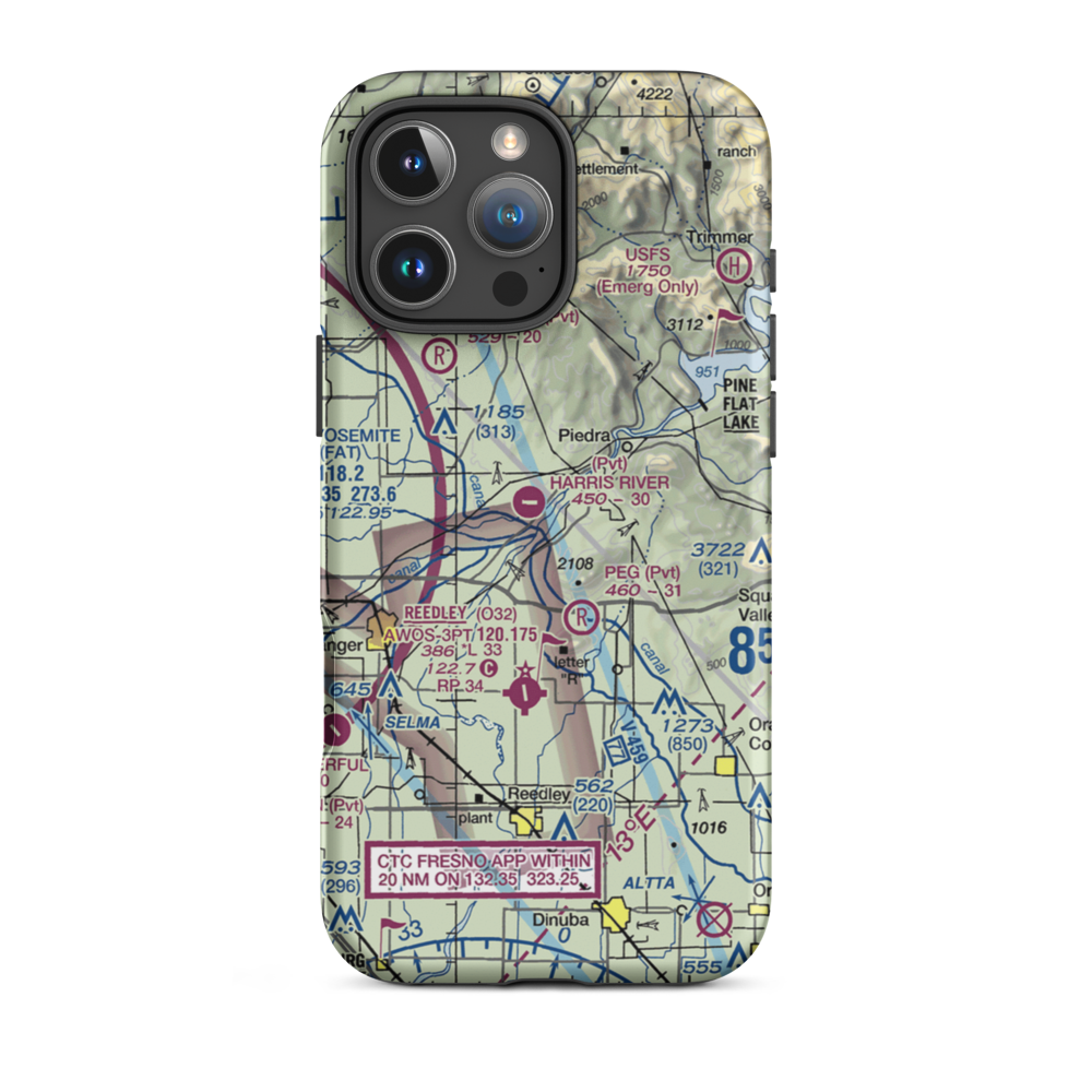 Harris River Ranch Airport (9CA7) VFR Sectional  Tough iPhone Case iPhone 16 Pro Max model shown