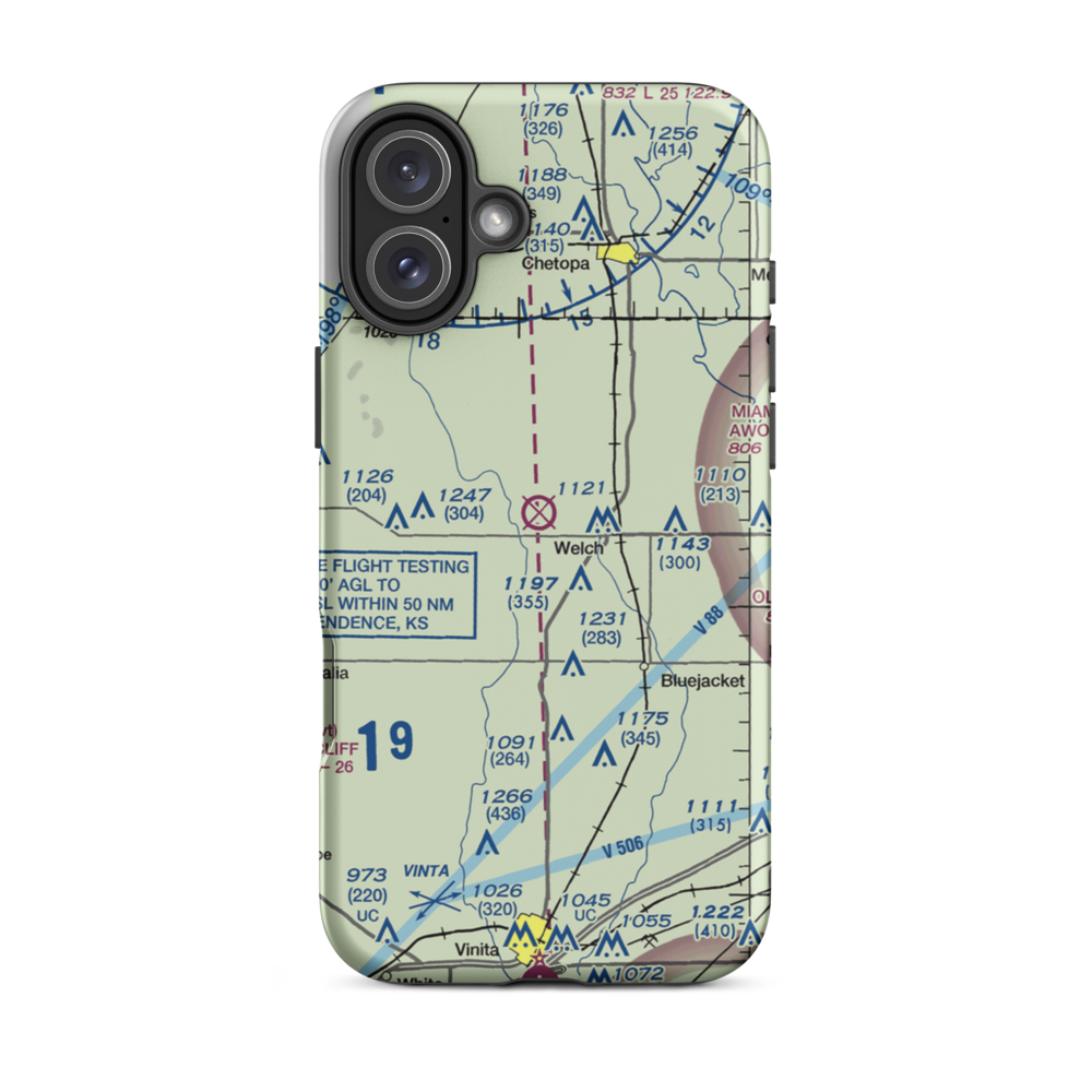 Harrison Airport (3OL8) VFR Sectional  Tough iPhone Case iPhone 16 Plus model shown