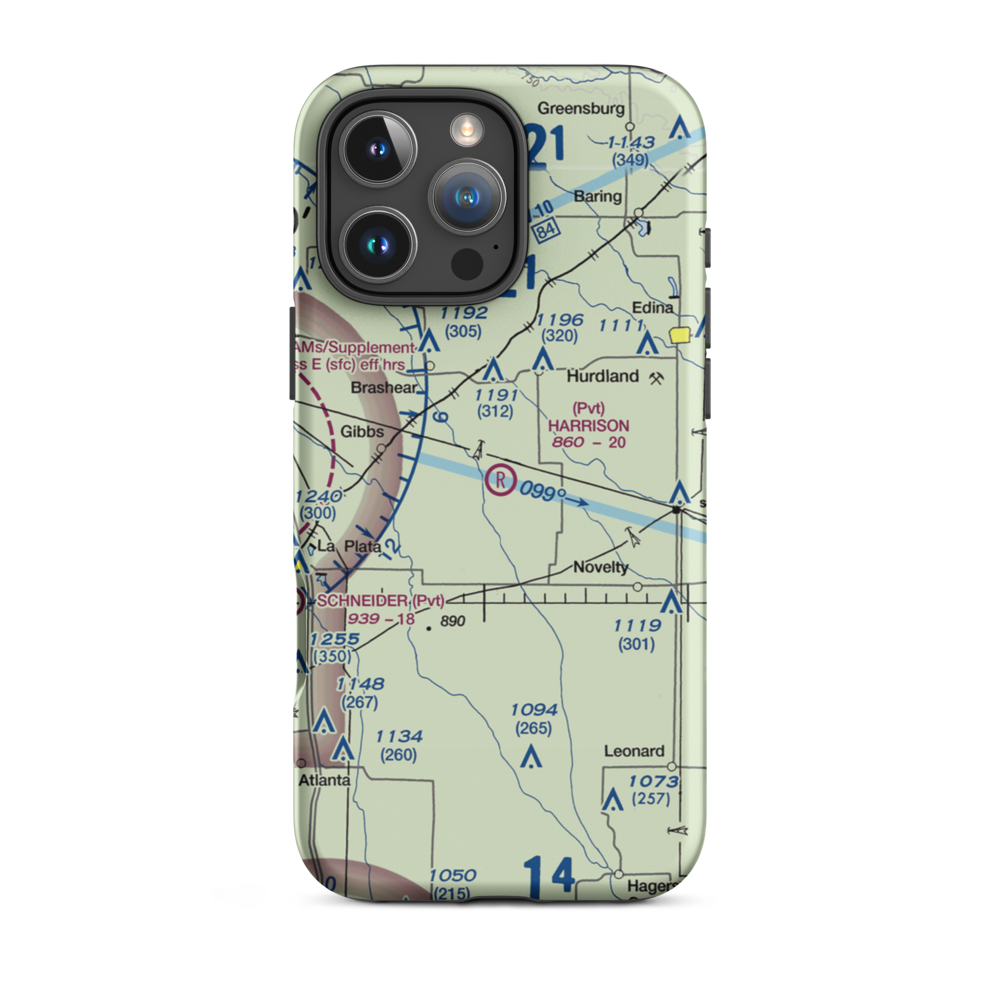 Harrison Airport (MU33) VFR Sectional  Tough iPhone Case iPhone 16 Pro Max model shown