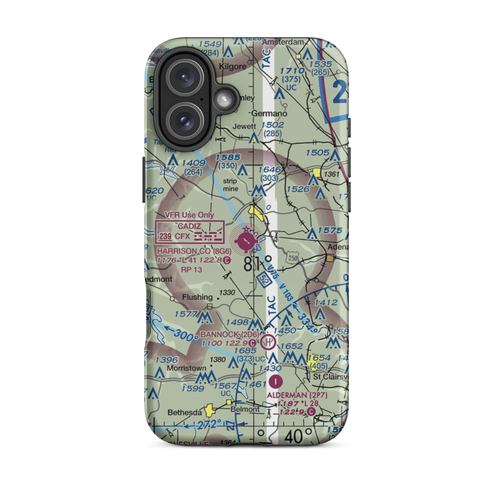 Harrison County Airport (8G6) VFR Sectional  Tough iPhone Case iPhone 16 Plus model shown