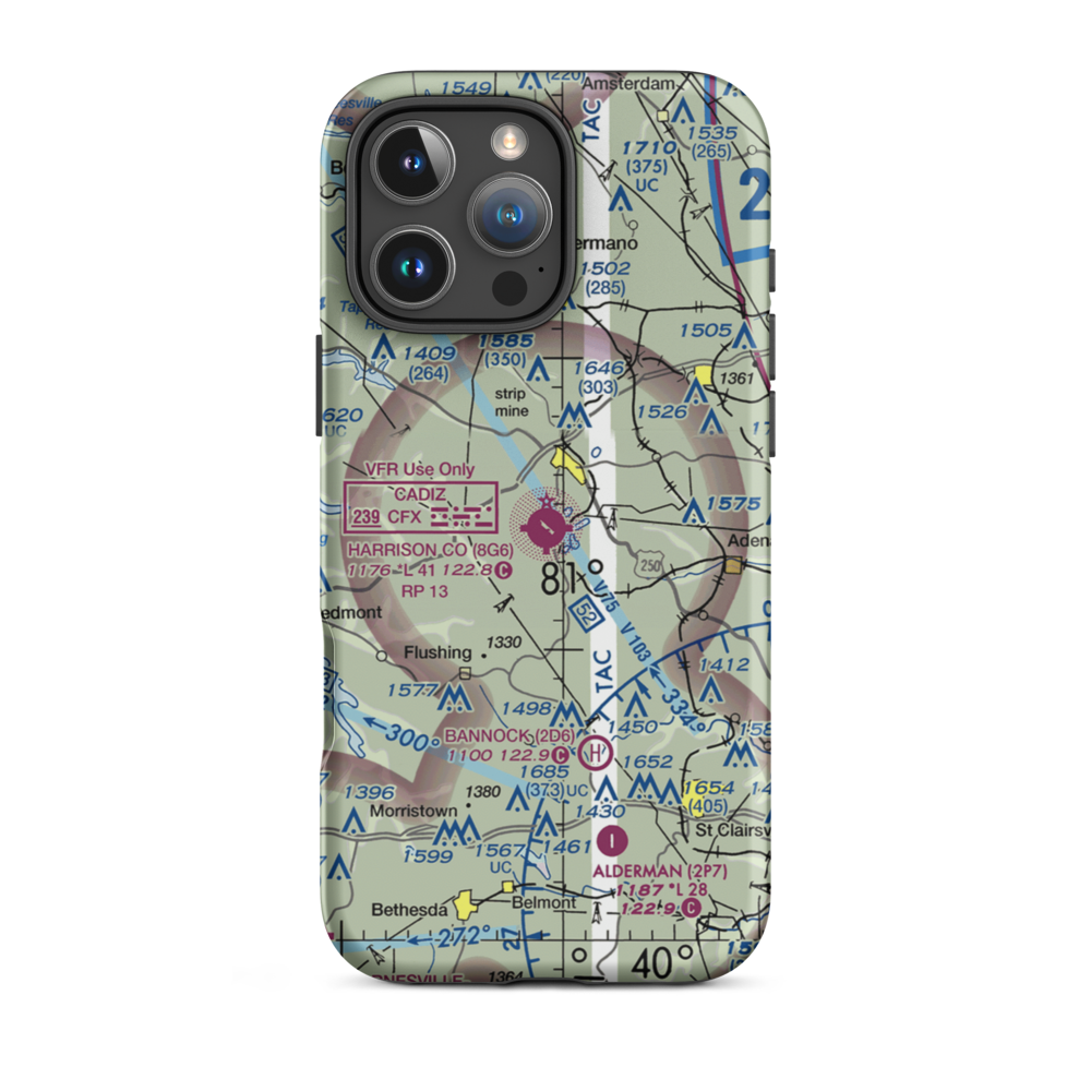 Harrison County Airport (8G6) VFR Sectional  Tough iPhone Case iPhone 16 Pro Max model shown