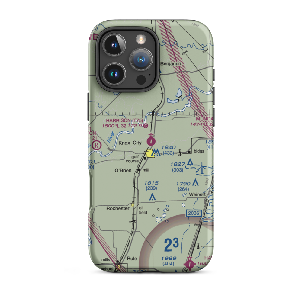 Harrison Field of Knox City Airport (F75) VFR Sectional  Tough iPhone Case iPhone 16 Pro Max model shown