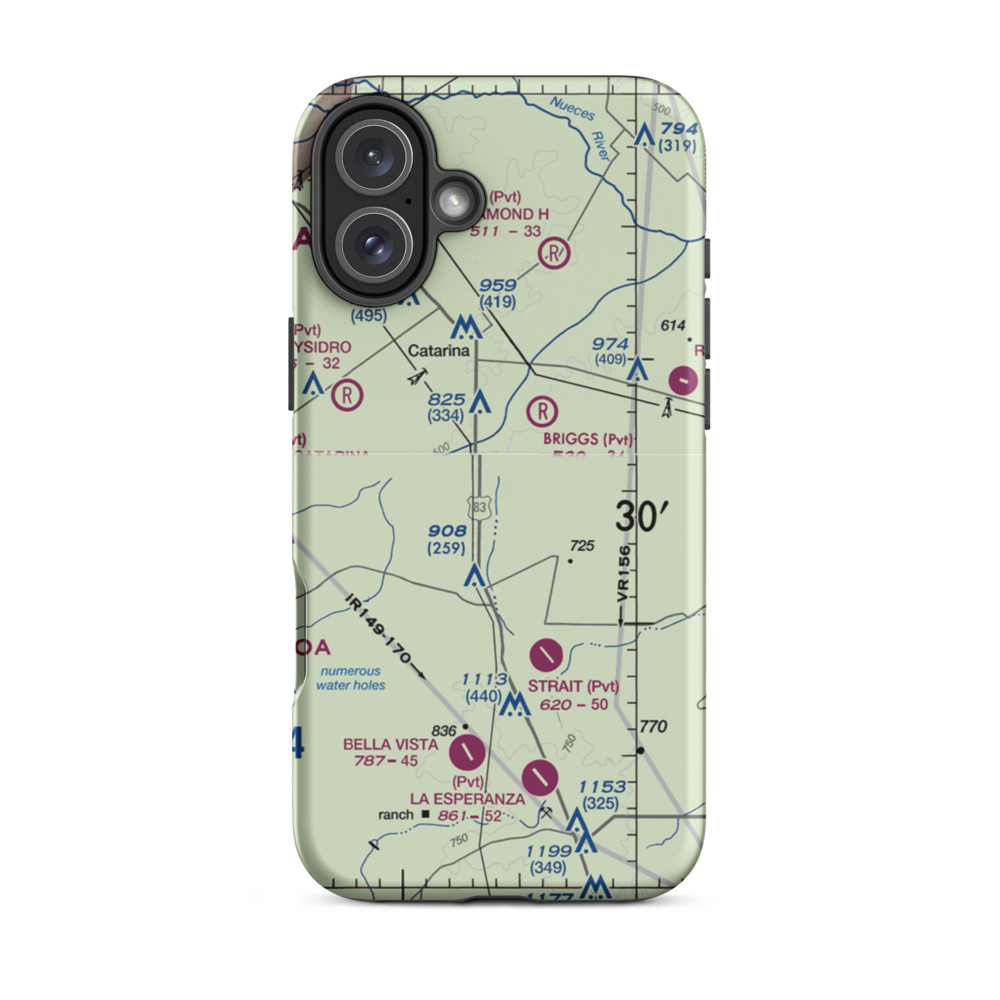 Harrison Piloncillo Ranch Airport (TE27) VFR Sectional  Tough iPhone Case iPhone 16 Plus model shown