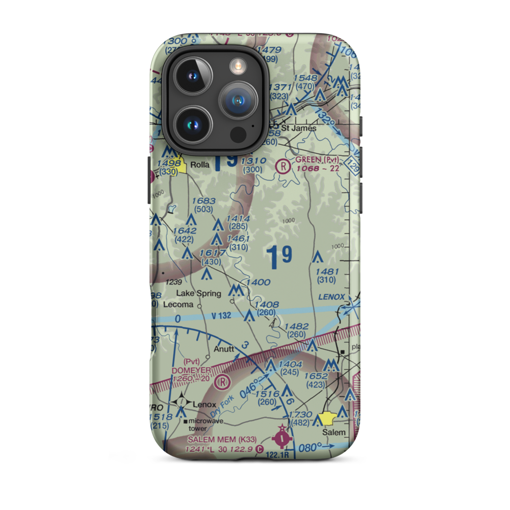Harrison Private Airport (36MO) VFR Sectional  Tough iPhone Case iPhone 16 Pro Max model shown