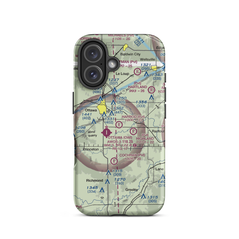 Harrod Airport (SN42) VFR Sectional  Tough iPhone Case iPhone 16 model shown