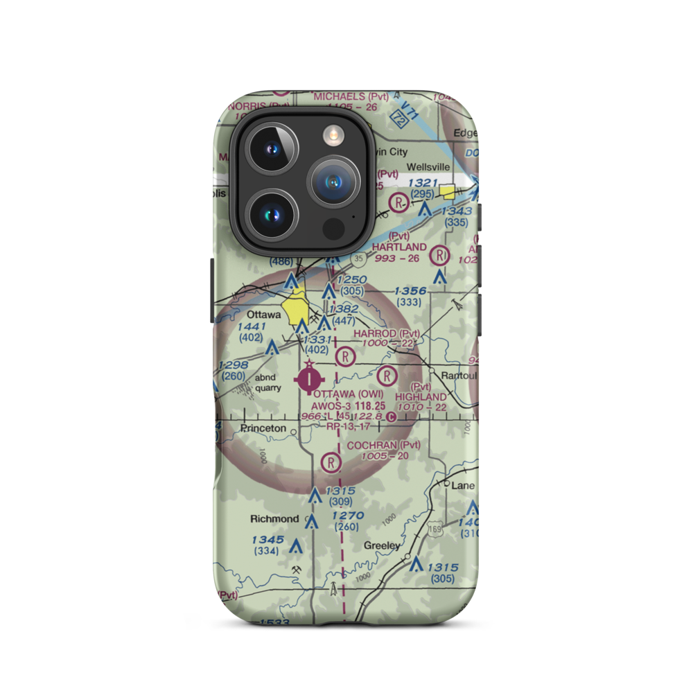Harrod Airport (SN42) VFR Sectional  Tough iPhone Case iPhone 16 Pro model shown