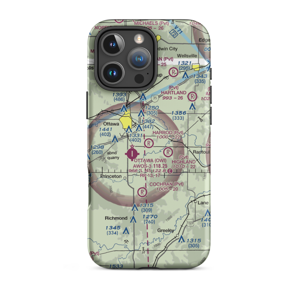 Harrod Airport (SN42) VFR Sectional  Tough iPhone Case iPhone 16 Pro Max model shown