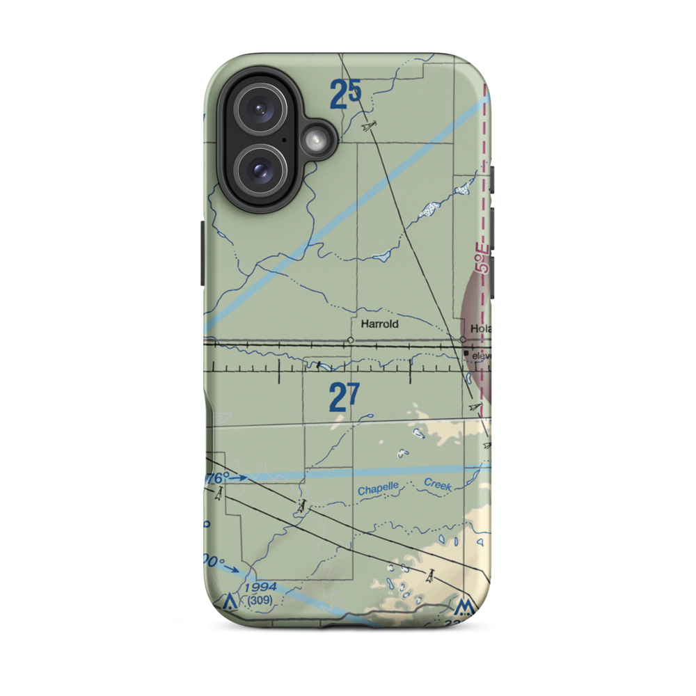 Harrold Municipal Airport (SD50) VFR Sectional  Tough iPhone Case iPhone 16 Plus model shown