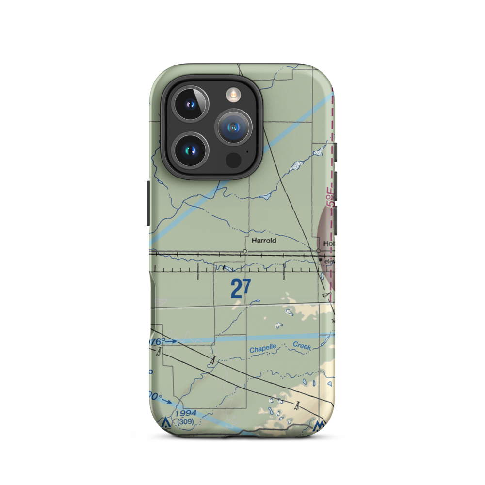 Harrold Municipal Airport (SD50) VFR Sectional  Tough iPhone Case iPhone 16 Pro model shown