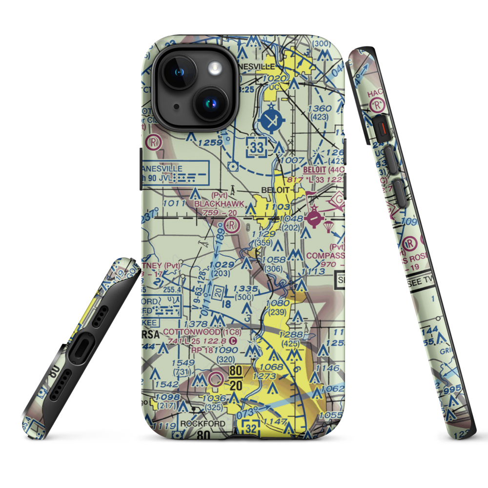 Harry D Fenton Airport (LL88) VFR Sectional  Tough iPhone Case iPhone 15 Plus model shown