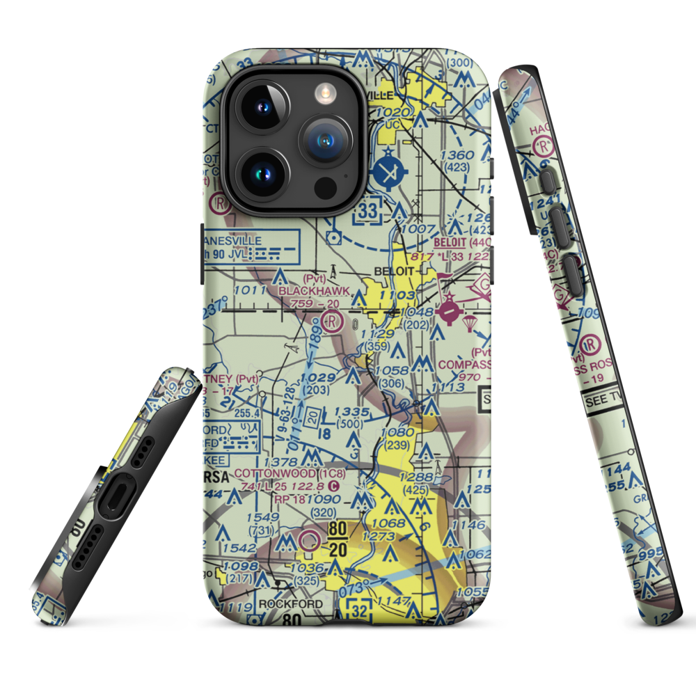 Harry D Fenton Airport (LL88) VFR Sectional  Tough iPhone Case iPhone 15 Pro Max model shown