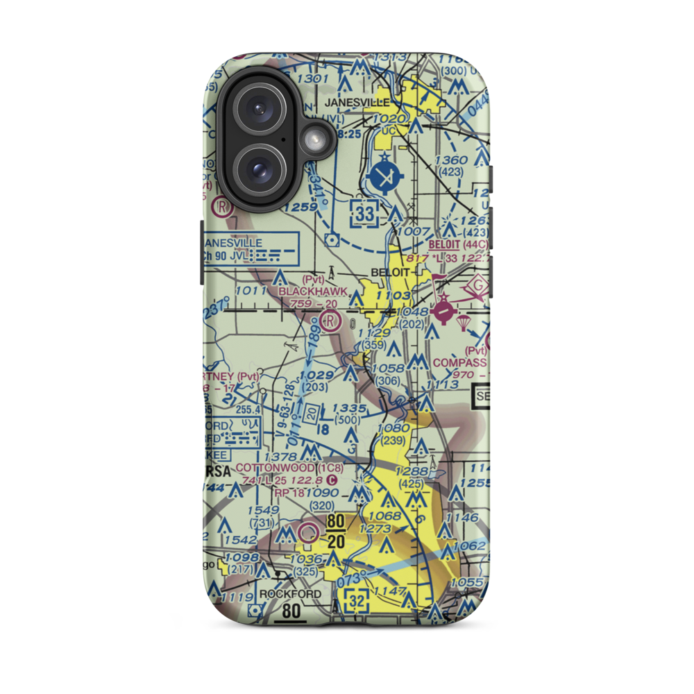 Harry D Fenton Airport (LL88) VFR Sectional  Tough iPhone Case iPhone 16 Plus model shown