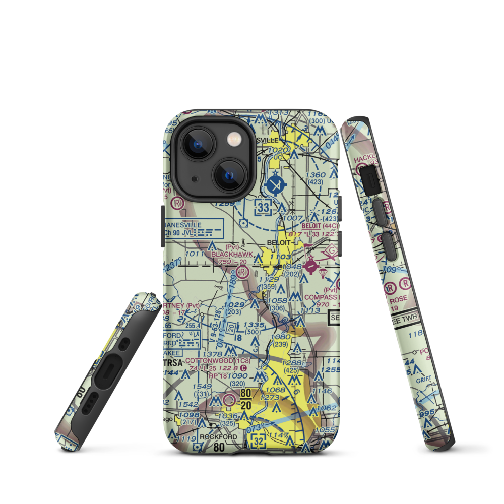 Harry D Fenton Airport (LL88) VFR Sectional  Tough iPhone Case iPhone 13 mini model shown