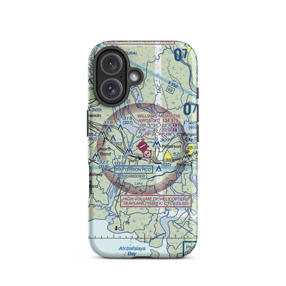 Harry P Williams Memorial Airport (PTN) VFR Sectional  Tough iPhone Case iPhone 16 model shown